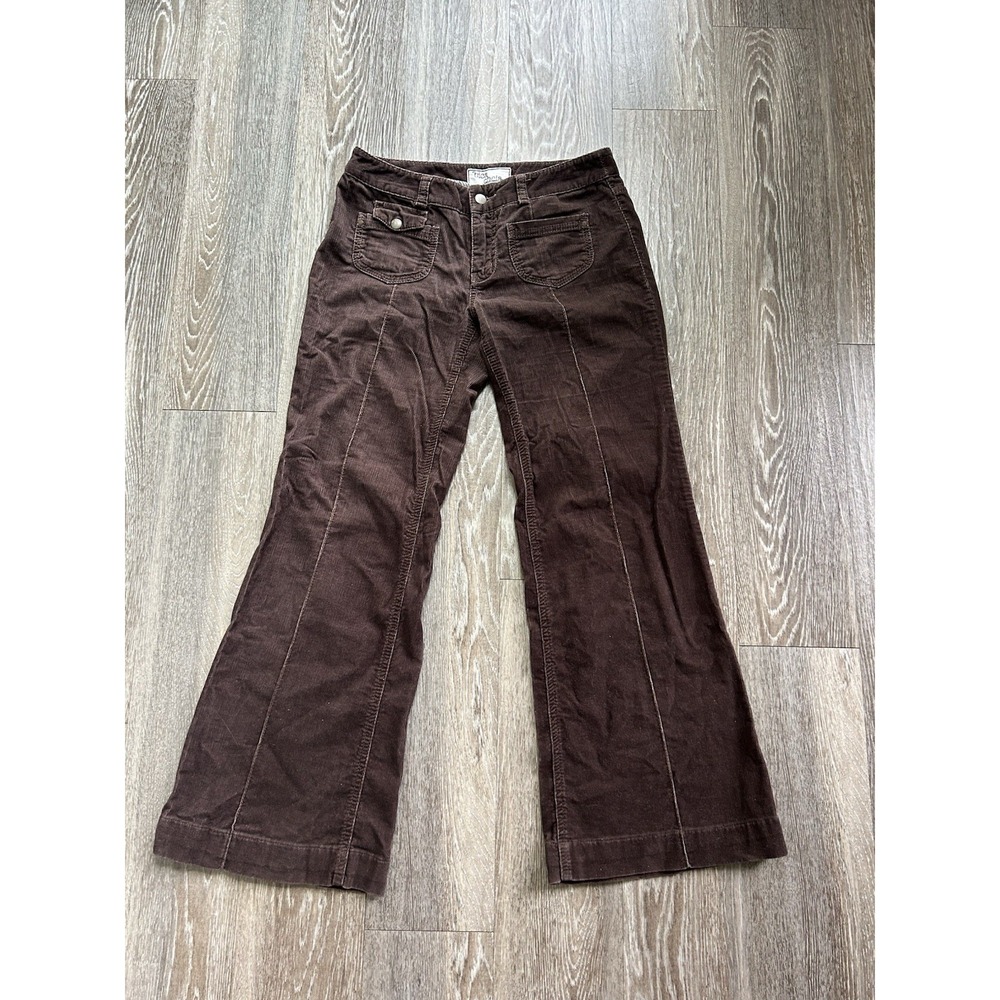 Anthropologie Corduroy Brown Wide Leg Low Rise Pants Twee Boho Preppy 90s